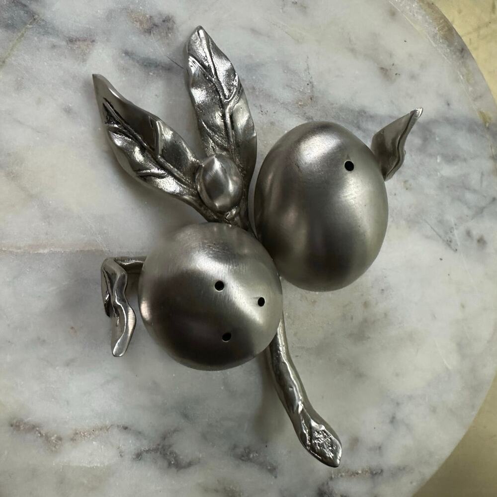 Fortnum & Mason/Culinary Concepts Olive branch Salt Pepper Cruet Set metal
